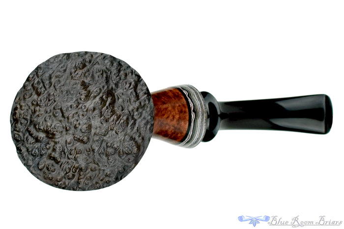 Blue Room Briars is proud to present this Marinko Neralić Pipe 1/4 Bent Volcano with Fordite