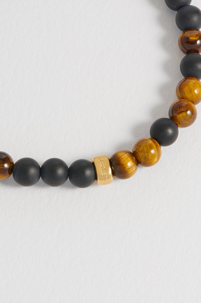 Men's Black Onyx And Tiger's Eye Bracelet