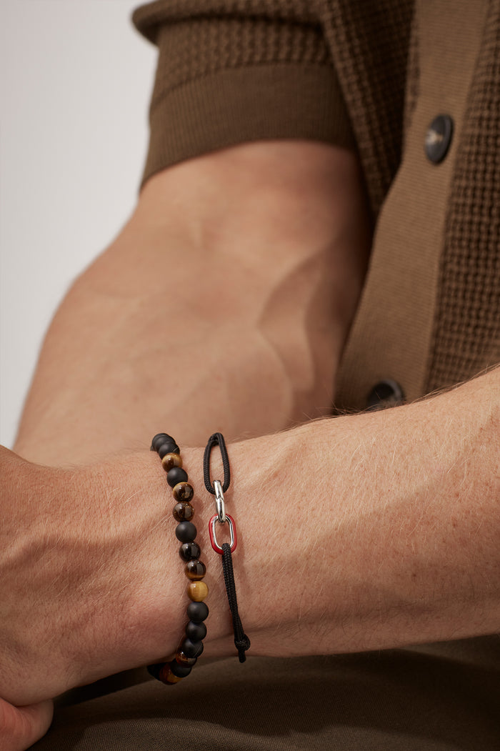Men's Black Onyx And Tiger's Eye Bracelet