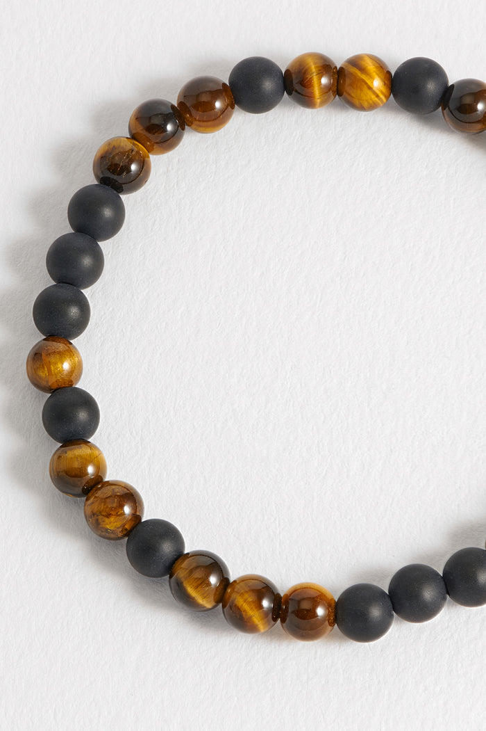 Men's Black Onyx And Tiger's Eye Bracelet