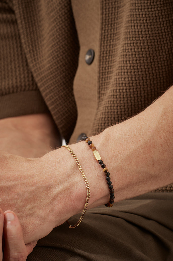 Men's Black Onyx and Tiger's Eye Duo Bracelet Set