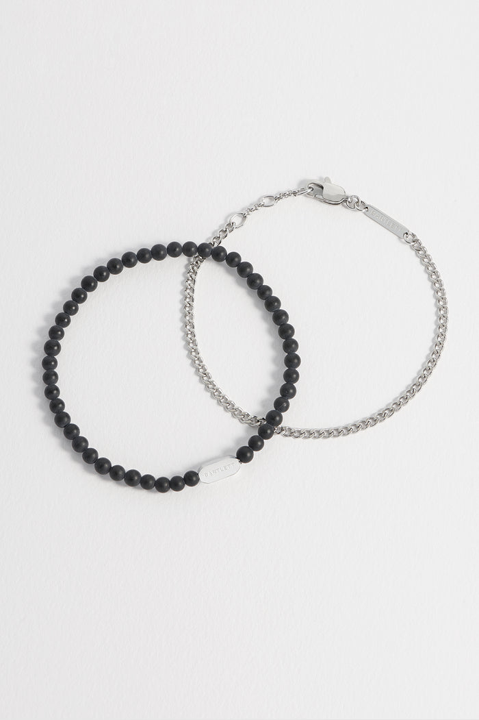 Men's Black Onyx Duo Bracelet Set
