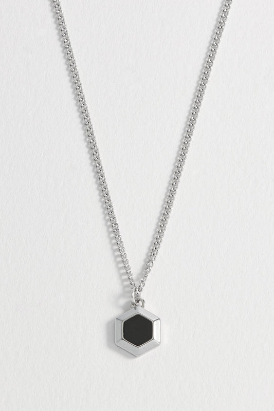 Men's Black Onyx Hexagon Curb Chain Necklace