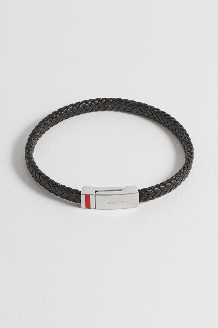 Men's Black Wrap Bracelet With Enamel Detail