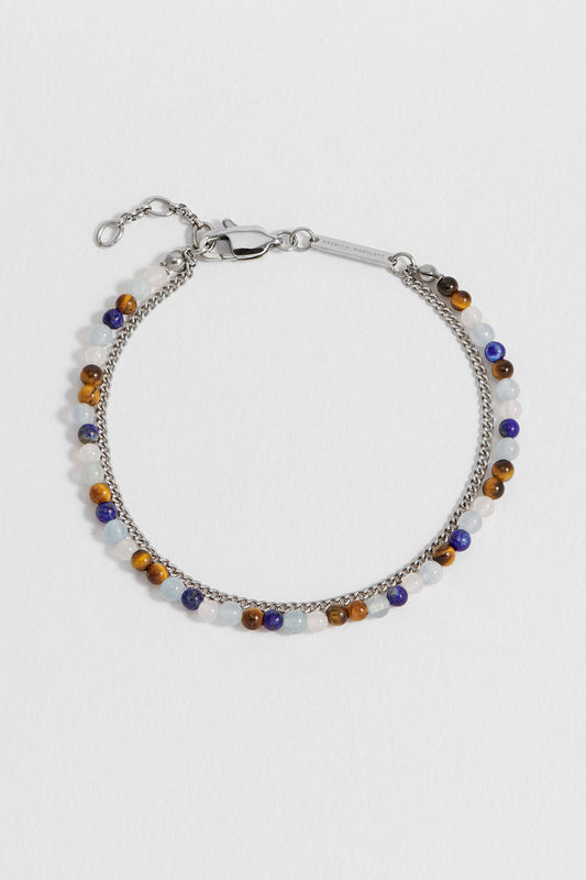 Men's Mixed Gemstone and Chain Duo Bracelet