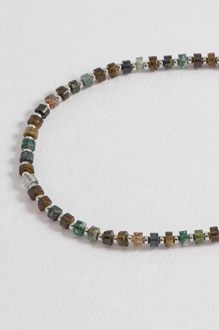 Men's Mixed Green Gemstone Rondelle Necklace