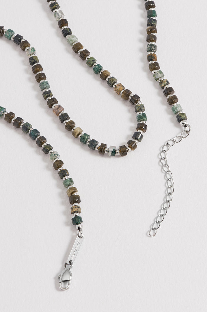Men's Mixed Green Gemstone Rondelle Necklace