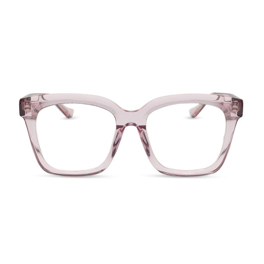 diff eyewear featuring the meredith square  oversized prescription glasses with a rose crystal frame acetate front view