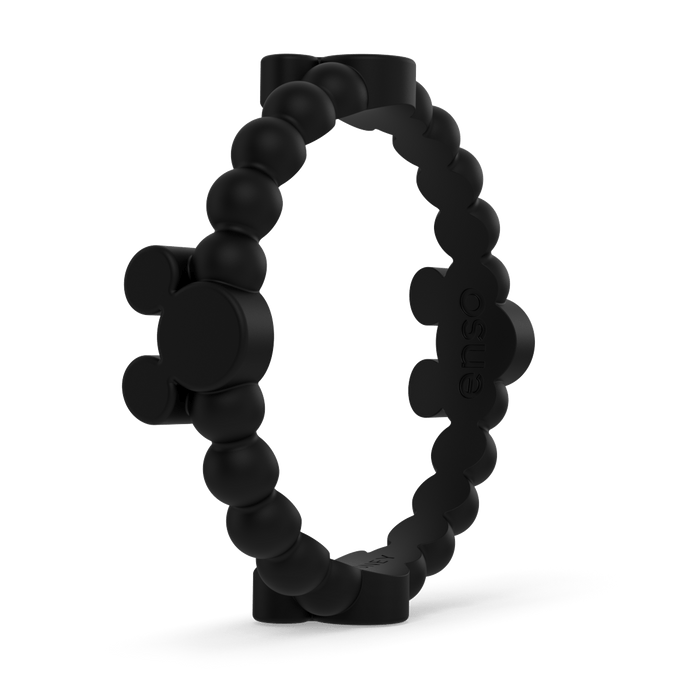 Mickey Mouse Beaded Ring - Obsidian