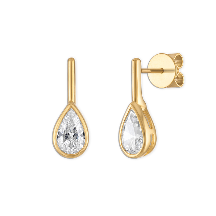 Mini Linea Pear Bezel Stud