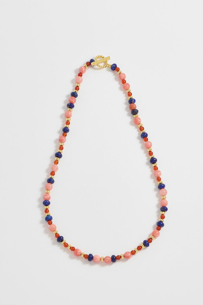 Mixed Gemstone T-Bar Necklace