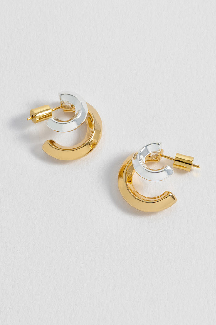 Mixed Metal Double Hoop Earrings