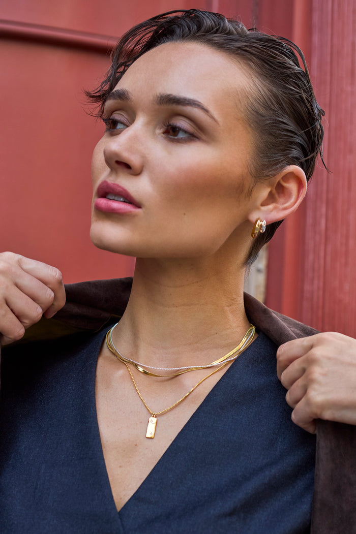 Mixed Metal Double Hoop Earrings