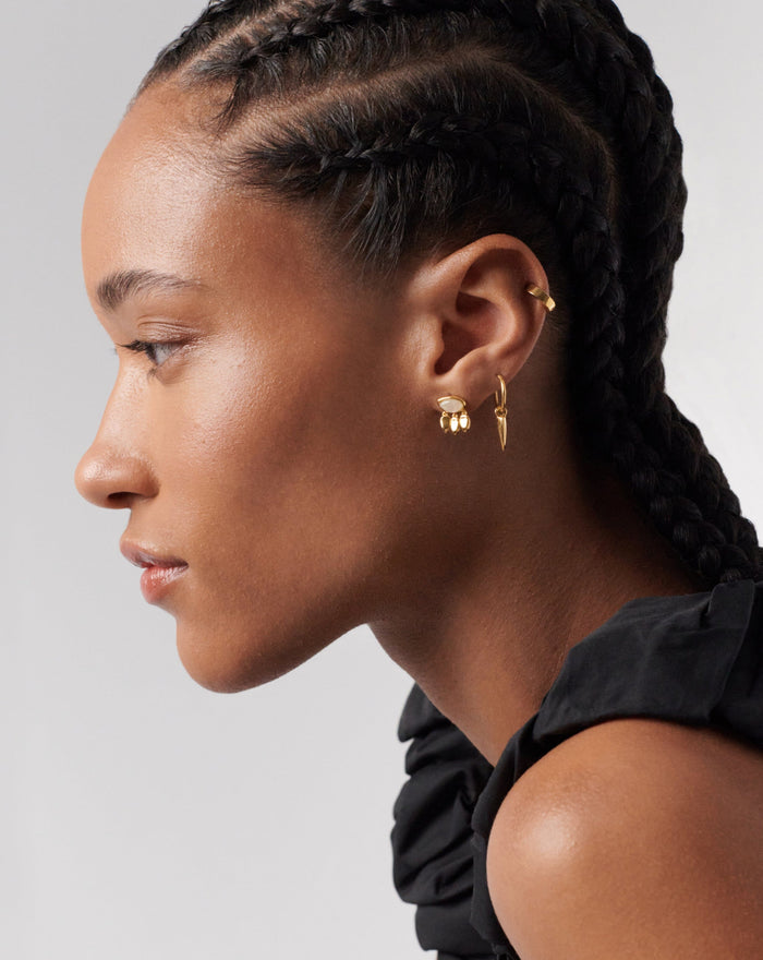 Molten Gemstone Charm Stud Earrings | 18ct Gold Plated Vermeil/Rainbow Moonstone Earrings Missoma