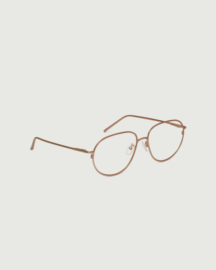 Tan::Monty Eyeglasses pilot Brown metal front diagonal