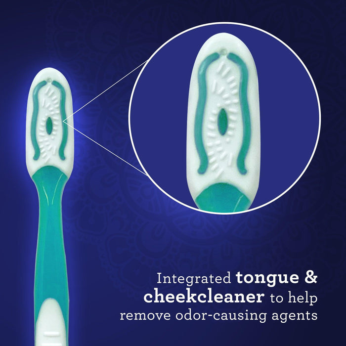 Multi-Action Toothbrush with Tongue Cleaner - Pack of 8 - GuruNanda