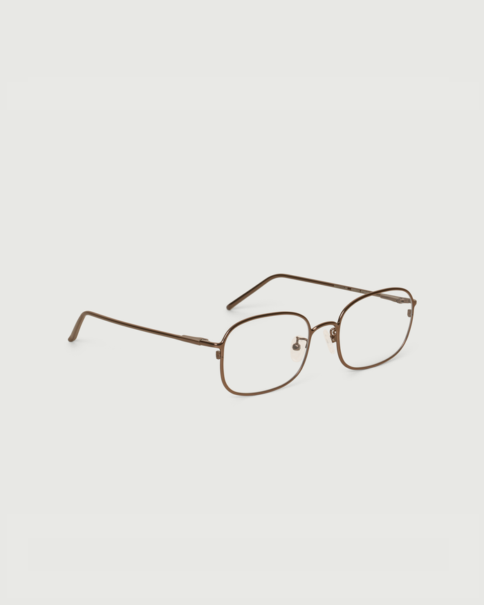 Brass::Nami Eyeglasses square Brown metal front diagonal