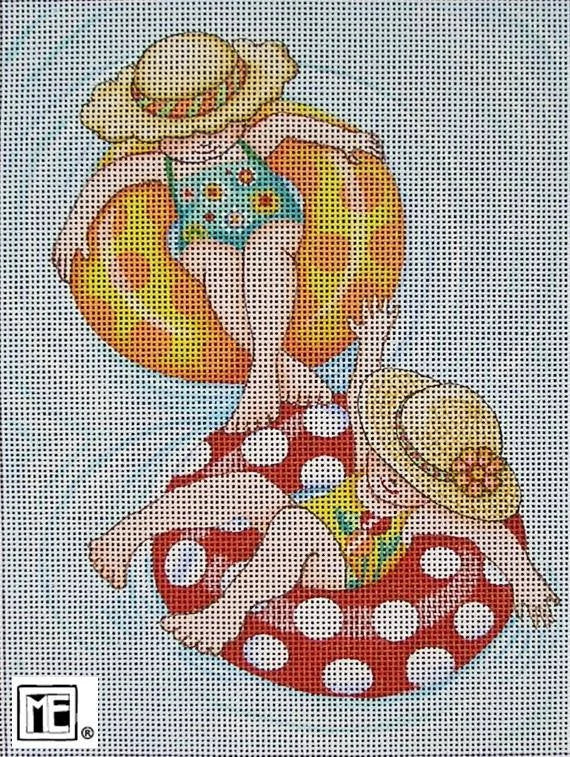 Needlepoint Canvas: Inner Tube Girls