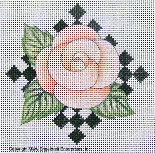 Needlepoint Canvas: Pink Rose Check