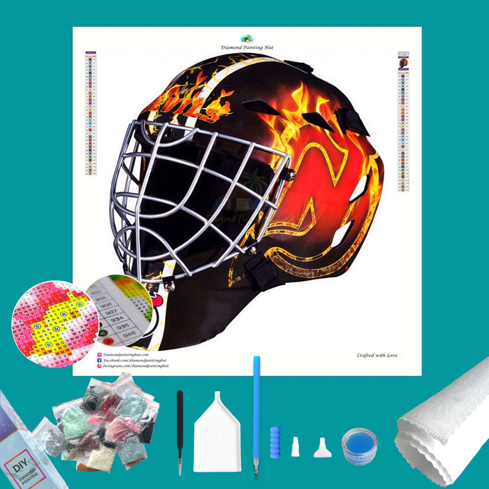 New Jersey Devils NHL Goalie Mask Diamond Painting-Diamond Painting Hut