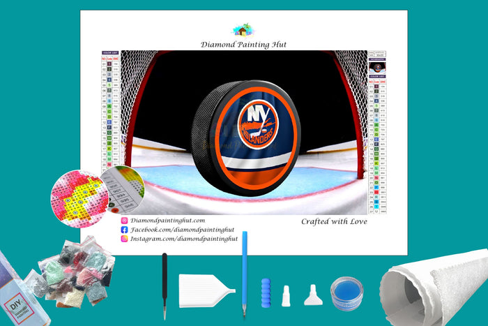 New York Islanders NHL Hockey Puck Diamond Painting-Diamond Painting Hut