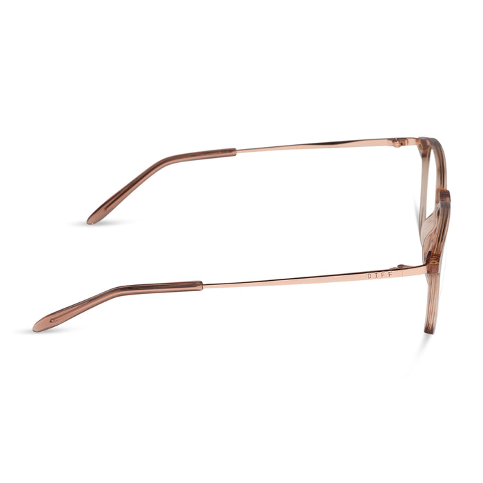 diff eyewear featuring the noel round prescription glasses with a  brown café ole frame side view