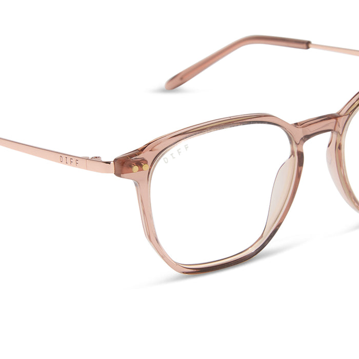 diff eyewear featuring the noel round prescription glasses with a  brown café ole frame detailed view