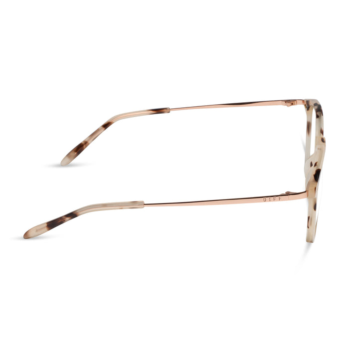 diff eyewear featuring the noel round prescription glasses with a cream tortoise frame side view