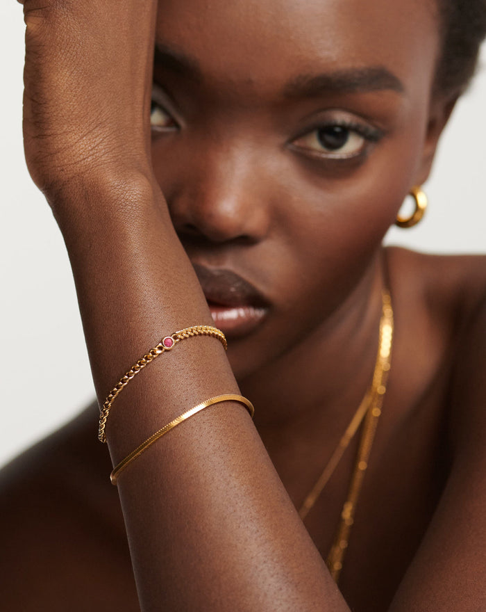 Birthstone Chain Bracelet - October | 18ct Gold Plated Vermeil/Pink Tourmaline Bracelets Missoma