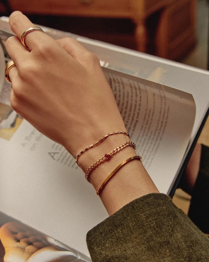 October Birthstone Chain Bracelet | 18ct Gold Plated Vermeil/Pink Tourmaline Bracelets Missoma