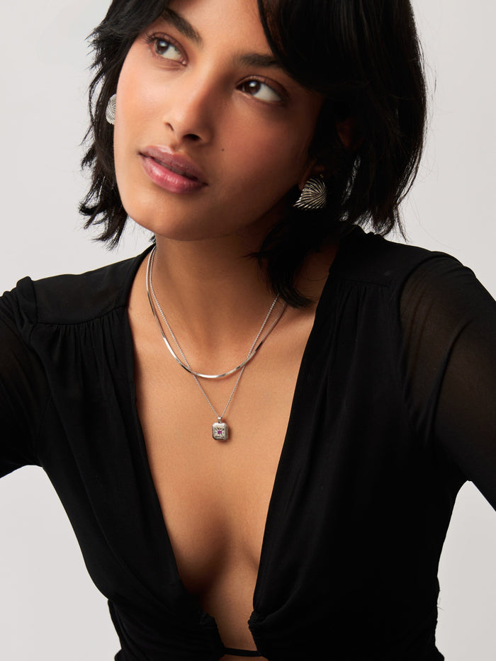 Star Ridge Birthstone Pendant Necklace - Pink Tourmaline/October Necklaces Missoma
