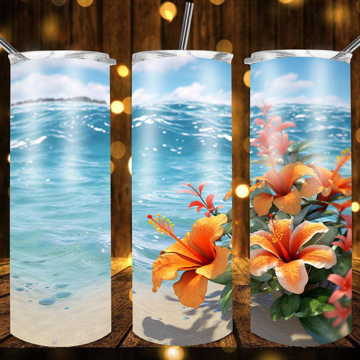 Orange Lilley's By The Beach Drink Tumbler