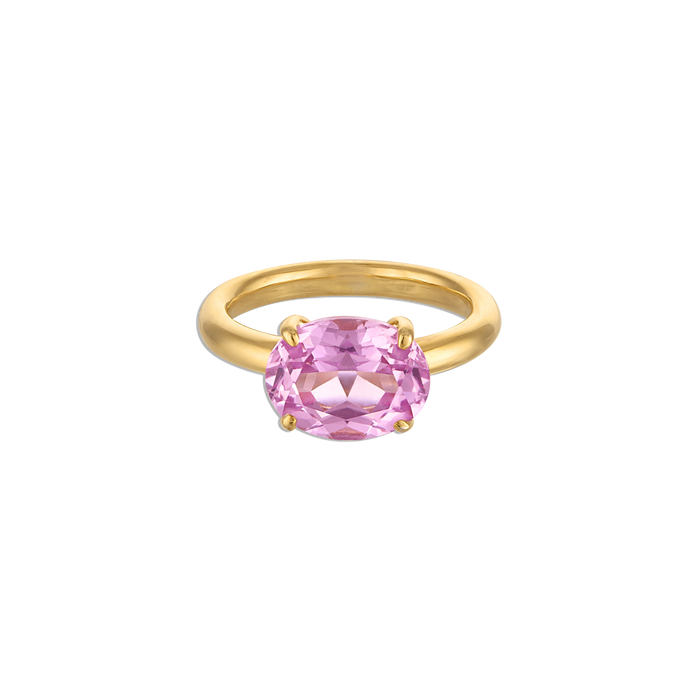 Oval Pinky Ring Rosé - vermeil pinky ring with pink lab gemstone oval