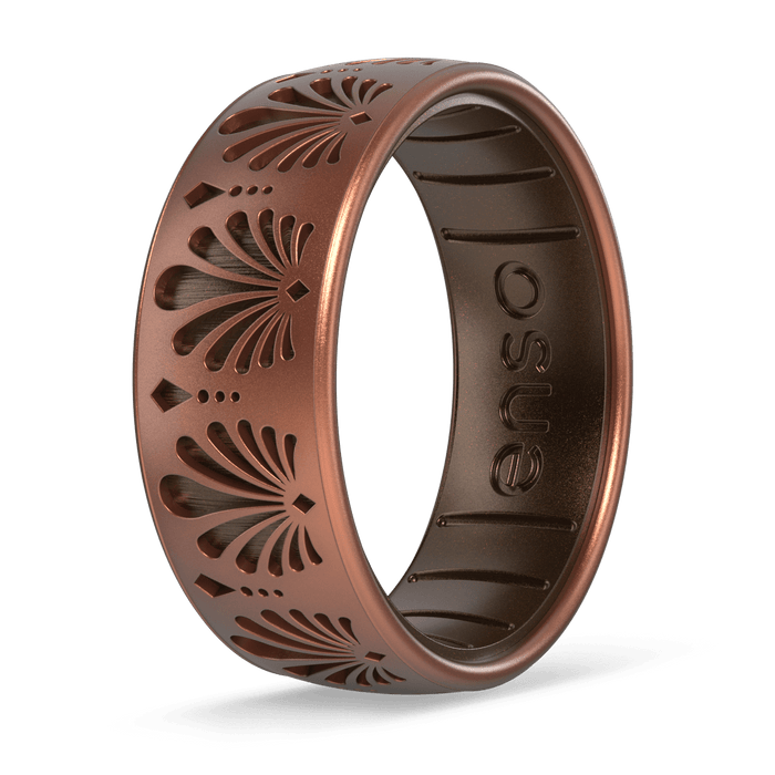 Etched Heritage Silicone Ring - Palmette Rustic Copper