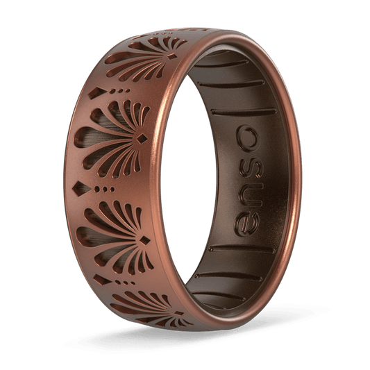 Etched Heritage Silicone Ring - Palmette Rustic Copper