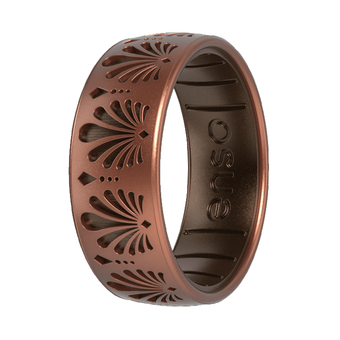 Etched Heritage Silicone Ring - Palmette Rustic Copper