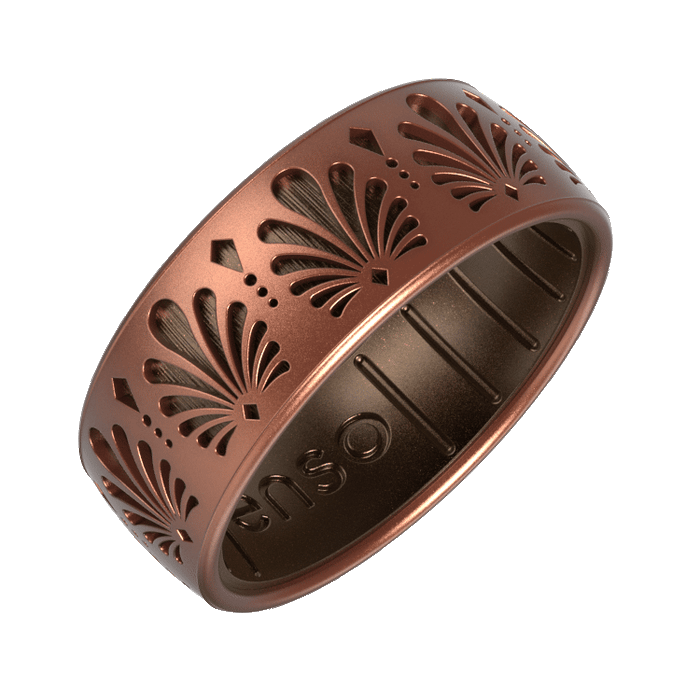 Etched Heritage Silicone Ring - Palmette Rustic Copper