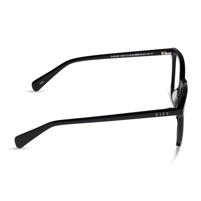 diff eyewear featuring the parker square blue light technology glasses with a black frame side view