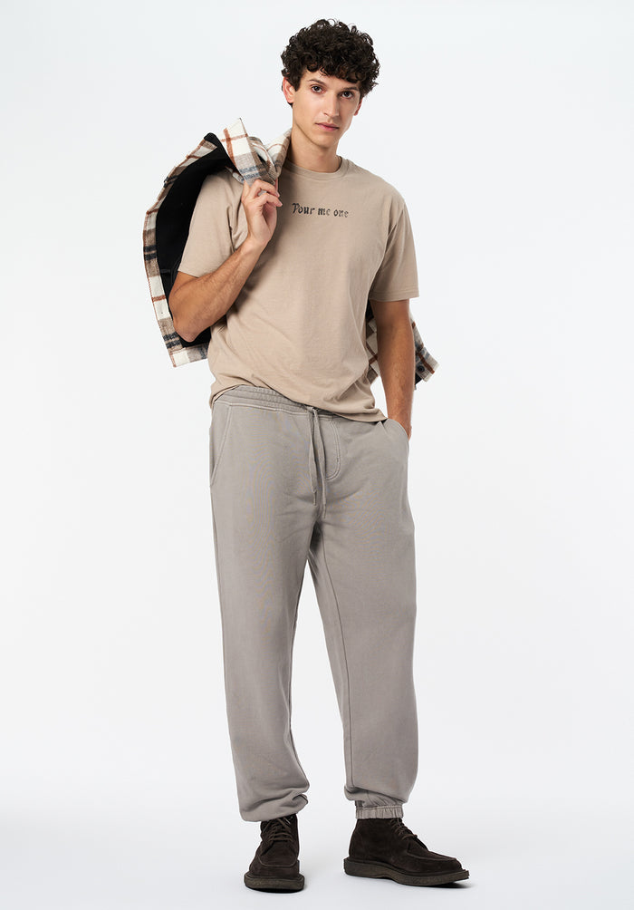 Buffalo Men Sweatpants Beige Knit Fleece Pants Relaxed-Fit Side Pockets