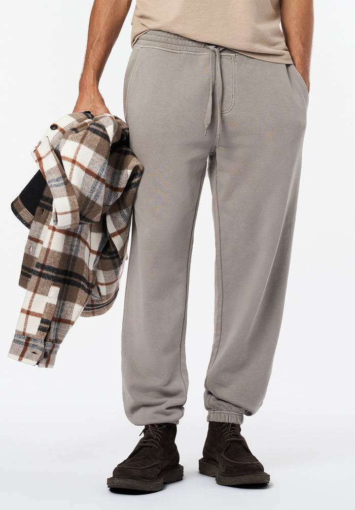 Buffalo Men Sweatpants Beige Knit Fleece Pants Relaxed-Fit Side Pockets