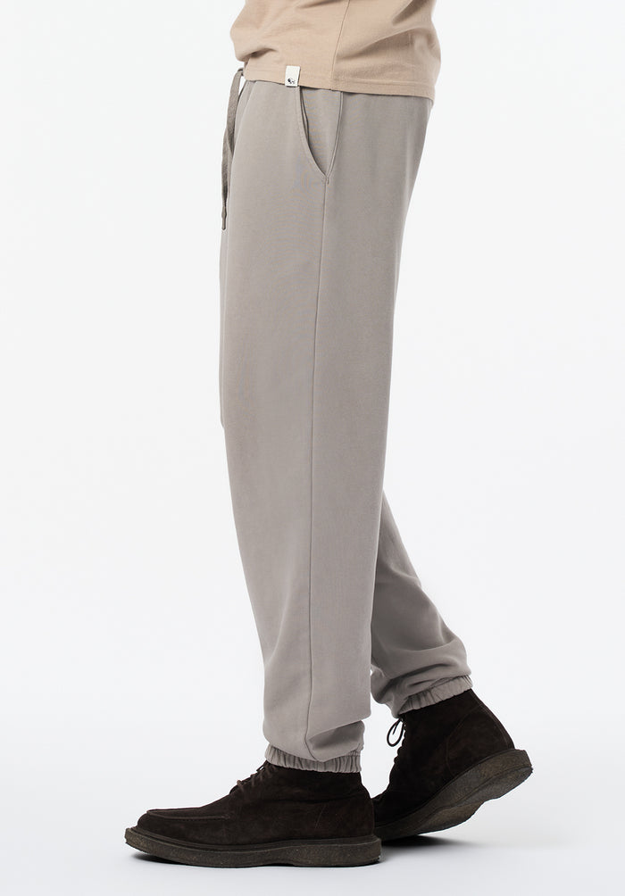 Buffalo Men Sweatpants Beige Knit Fleece Pants Relaxed-Fit Side Pockets