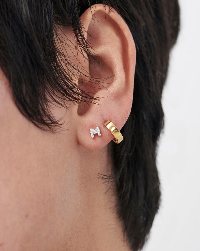 Pave Initial Single Stud Earring - Initial M | 18ct Gold Plated Vermeil/Cubic Zirconia Earrings Missoma