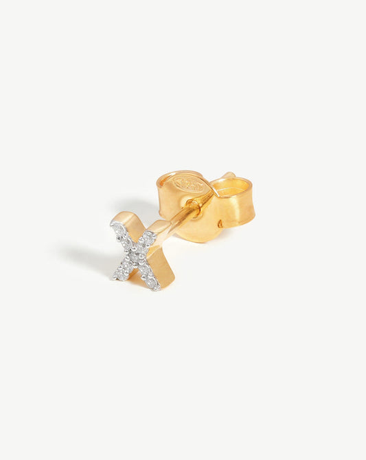 Pave Initial Single Stud Earring - Initial X | 18ct Gold Plated Vermeil/Cubic Zirconia Earrings Missoma