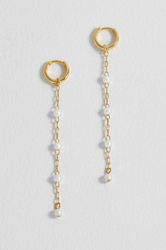 Pearl Chain Drop Huggies