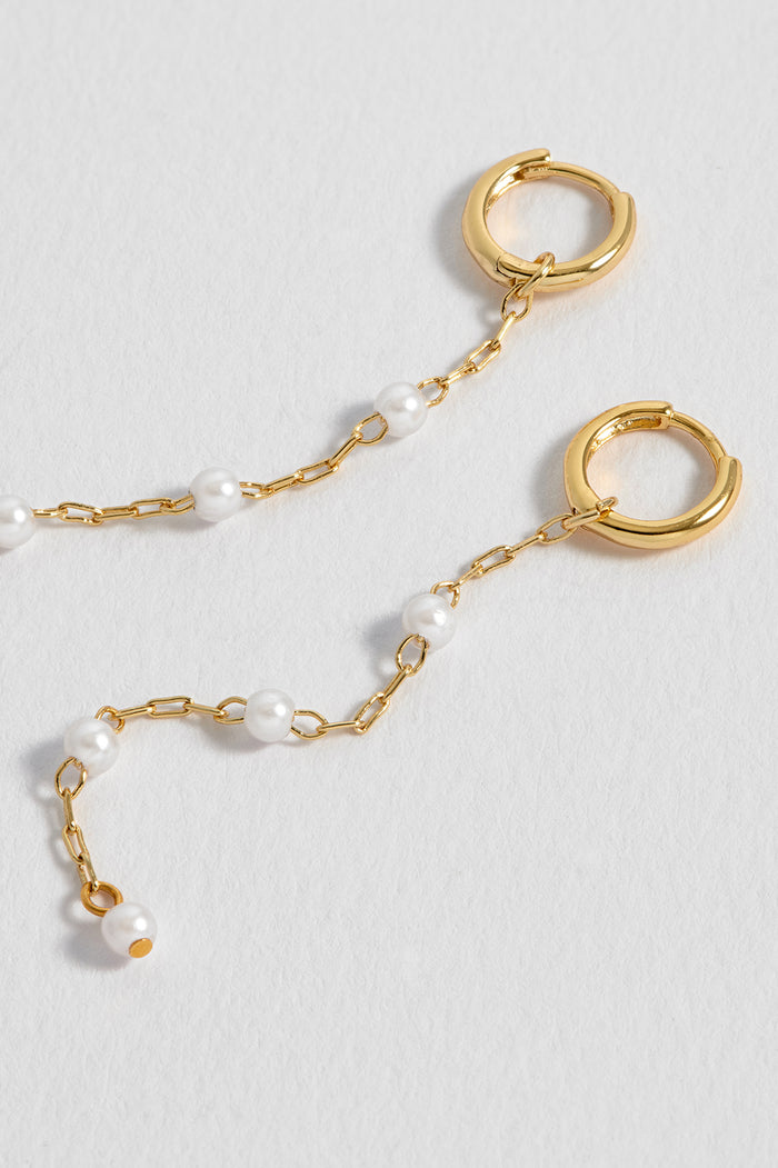 Pearl Chain Drop Huggies