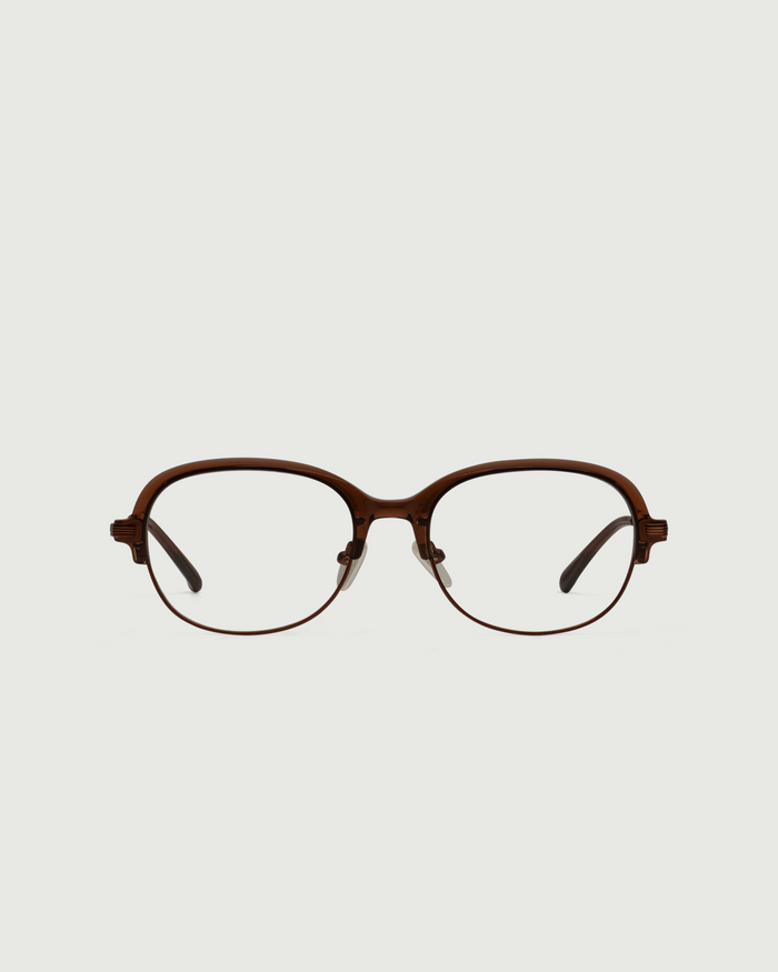 Whiskey ::Penelope Eyeglasses Round Brown castor seed front
