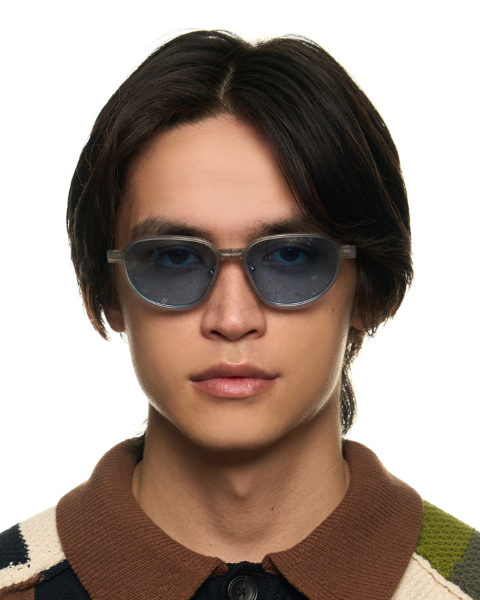 Ocean-Polarized::men Penn Clip-On Lenses Eyeglasses rectangle blue metal mobile full image