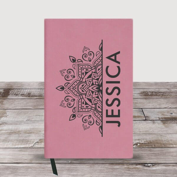 Personalized Half Mandala Leather Journal