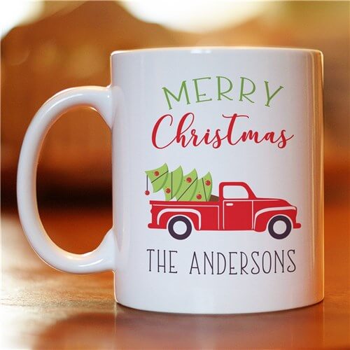 Personalized Merry Christmas Truck Mug