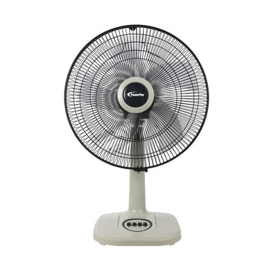 PowerPac 16"  Desk Fan – 5-Blades, High Velocity, Adjustable Tilt, Oscillation, Sturdy, Overheat Protection, 4-Speed, white, PPTF626